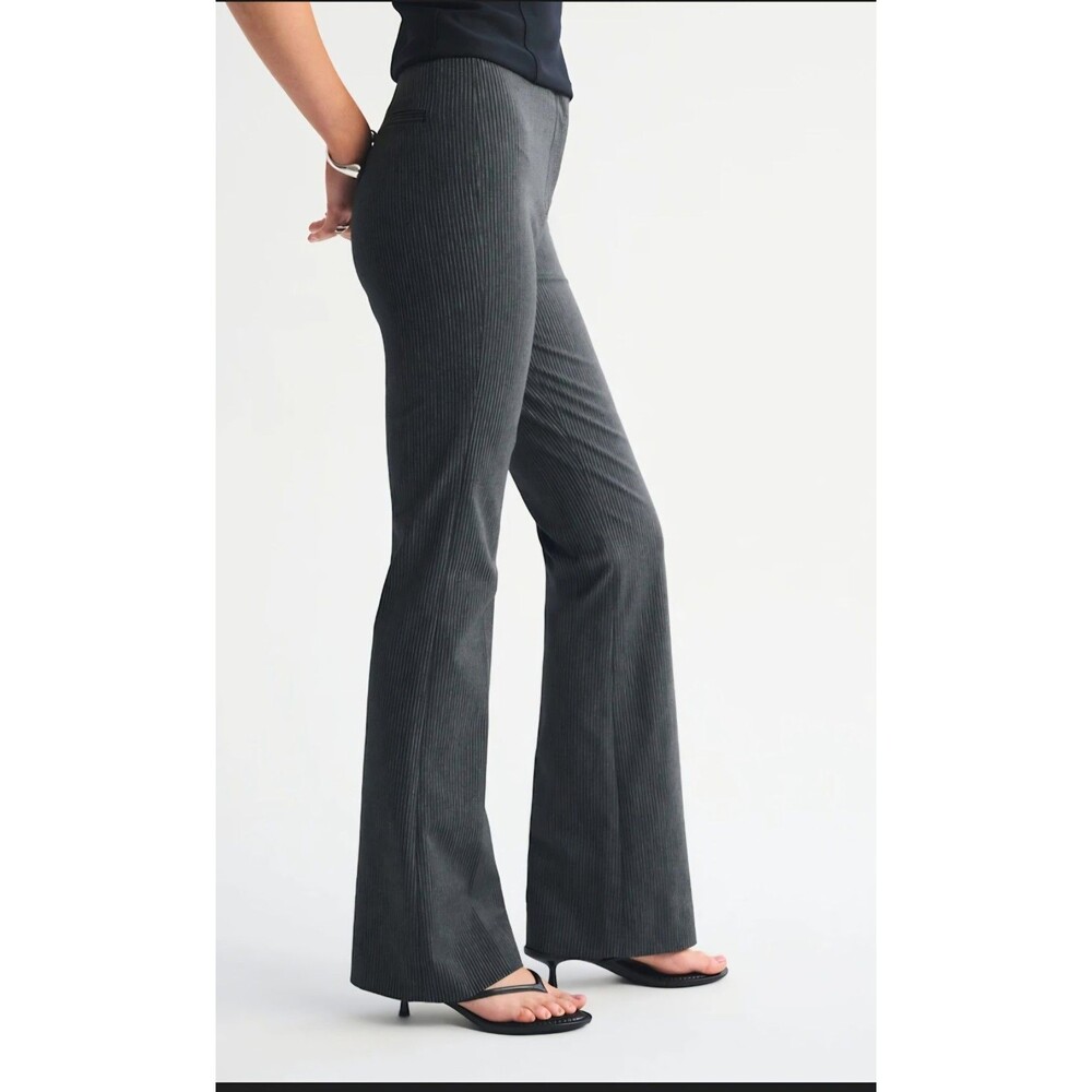 Relicist Pinstripe Flared Dress Pants - Gray, Zip Closure, Flat Front, Women's